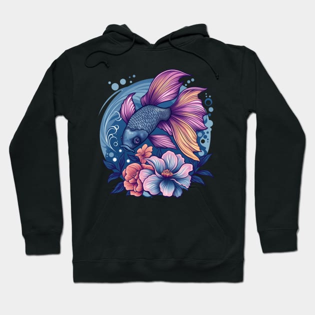 Cute Fish  with Flowers Hoodie by Mary_Momerwids